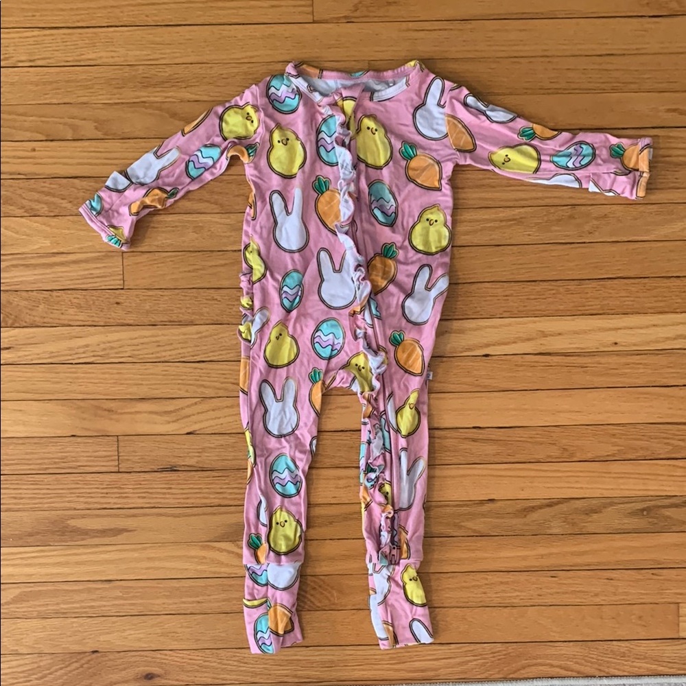 Little Pajama Co Pink Easter Convertible Ruffle Romper
